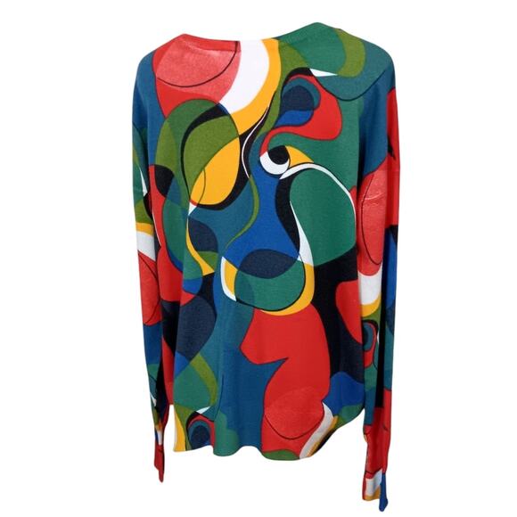 Men's Artsy Abstract‎ Lightweight Sweater M Colorful Art to Wear Work Office - Picture 11 of 12